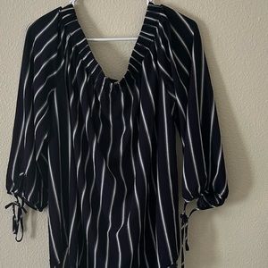 Navy Blue blouse with white stripes